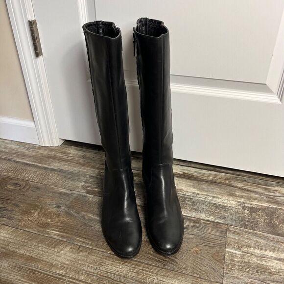Cole Haan Elverton Knee High Boot Black Leather Women's 10 B Riding - Picture 4 of 16